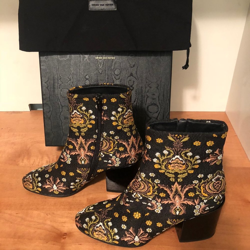 NEW DRIES VAN NOTEN Floral Brocade Ankle Boot